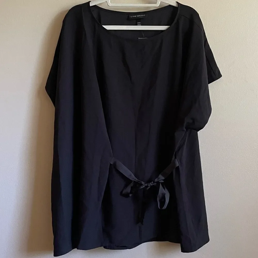 Lane Bryant black blouse with tie front sz 22/24‎